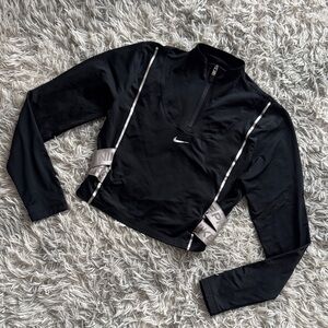 Nike Black Long Sleeve Crop Top with Logo